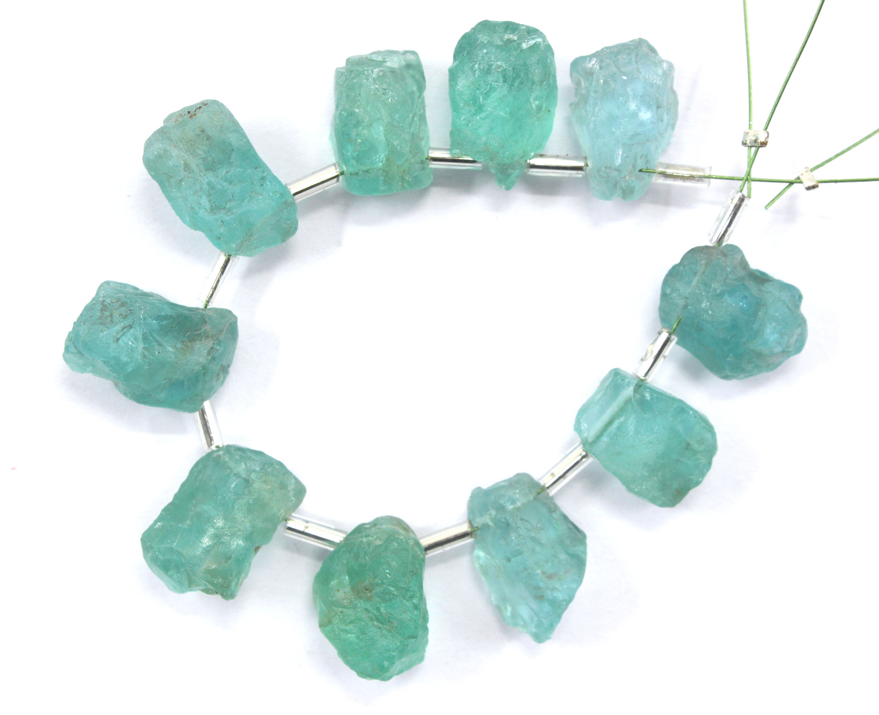 Raw Apatite Gemstone: Side Drilled, Uneven Shape (7x11-8x14 Mm)