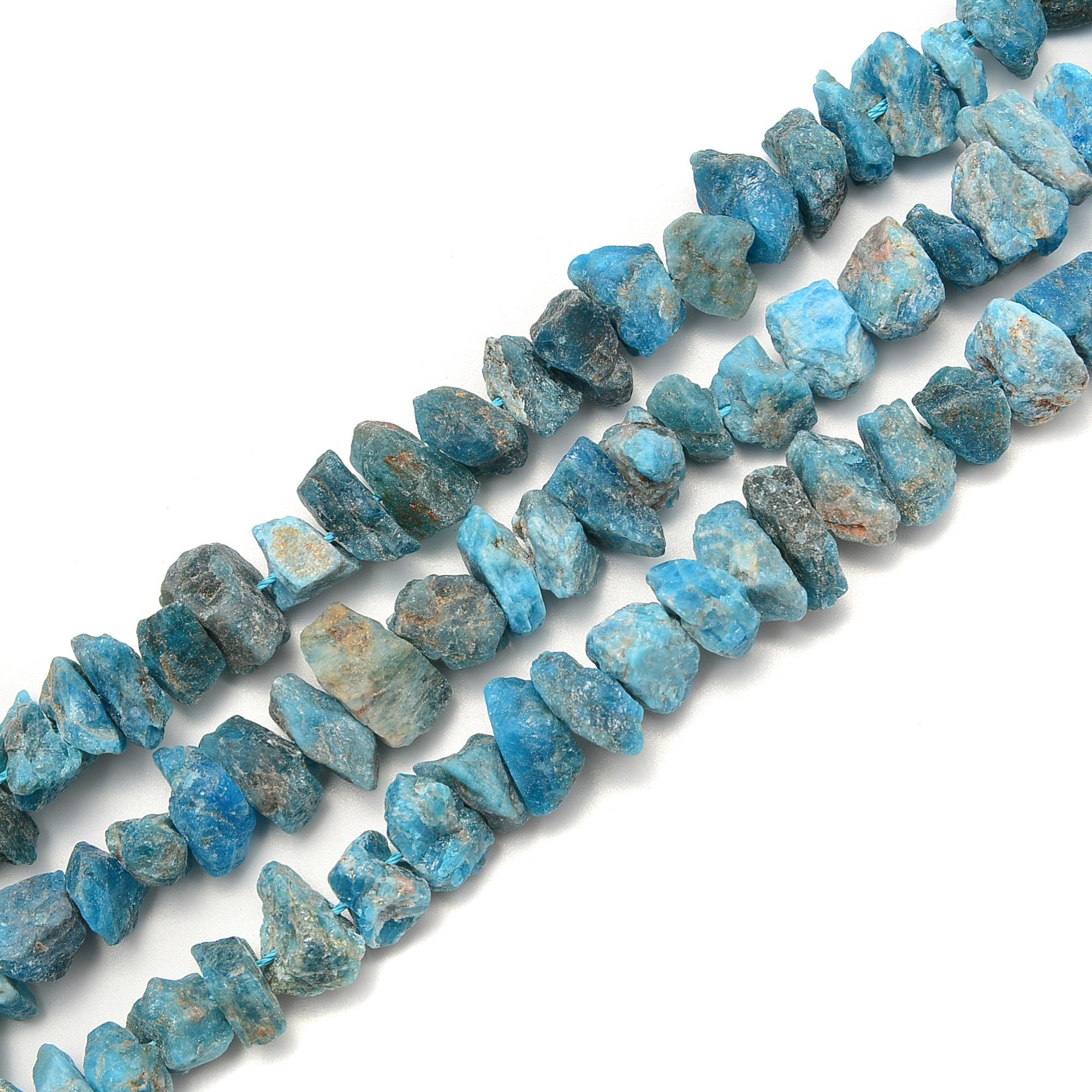 Apatite Rough Nugget Chunks Center Drill Beads Approx 8x15mm 15.5" Strand