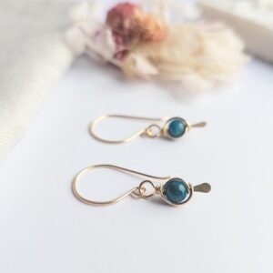 Apatite Earrings 14k Gold Filled, Wire Wrapped Apatite Earrings, Gift For Her, Dangle Earrings, Apatite Jewellery