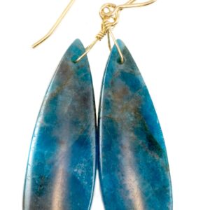 Blue Apatite Earrings 14k solid gold or filled or Sterling Silver Smooth Long Dangle Drops Natural Unique Deep blue Simple Drops 2.3 In