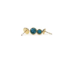 Blue Apatite Crushed Stone Gold Plated Stainless Steel Stud Earrings