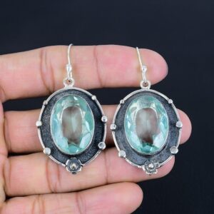 Faceted Apatite 925 Sterling Silver Earrings: Handmade Gemstone Jewelry
