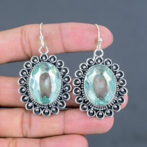 Faceted Apatite Dangle Earrings: Handmade 925 Sterling Silver Jewelry