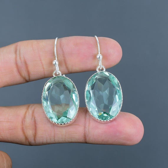 Faceted Apatite Earrings: Handmade 925 Sterling Silver Gemstone Jewelry