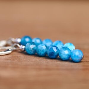 Genuine untreated blue Apatite  Sterling silver long earrings 35mm long