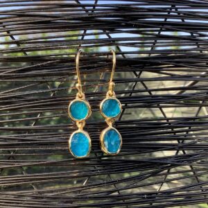 Apatite Gold Vermeil Drop Earrings: Raw Gemstone Jewelry