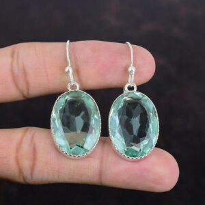 Handmade Faceted Apatite Earrings: 925 Sterling Silver Jewelry