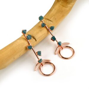 Natural Raw Apatite Gemstone Earrings Dangle Earring Drop Earring Minimal Jewelry Anniversary Gift Female Earrings Love Earrings