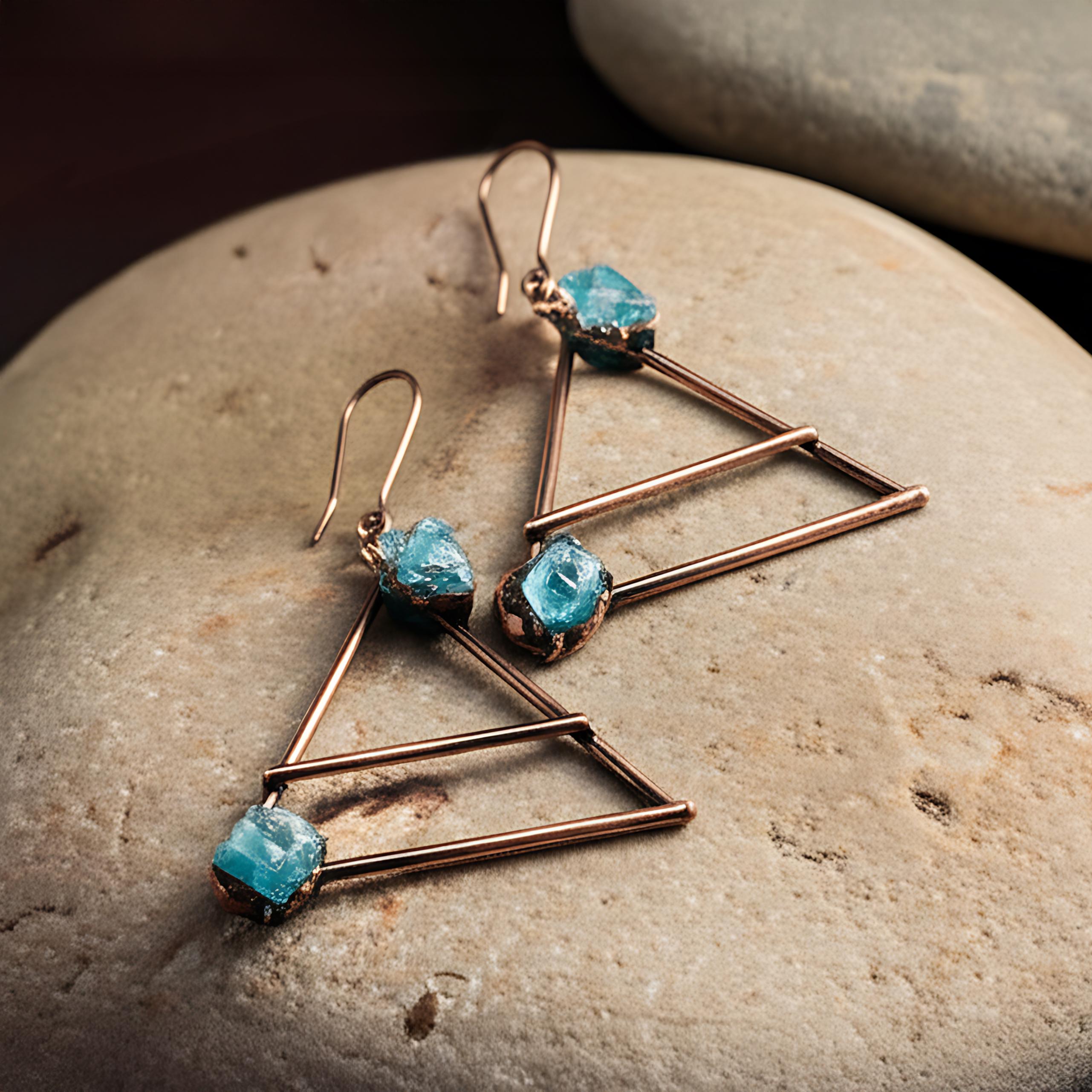 Natural Raw Apatite Stone Earrings \ Statement Earrings \ Dangle Earrings \ Drop Earrings \ Minimal Jewelry \ Gemstone Earrings