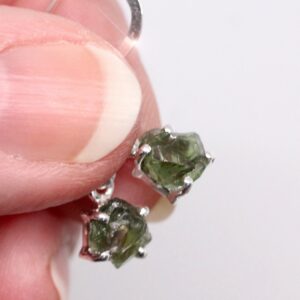 Sage - Beautiful Natural Green Apatite Rough Sterling Silver Earrings