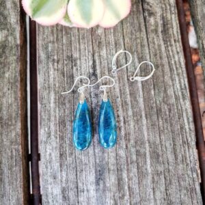 Silver apatite earrings. Unique apatite earrings.  Long apatite earrings