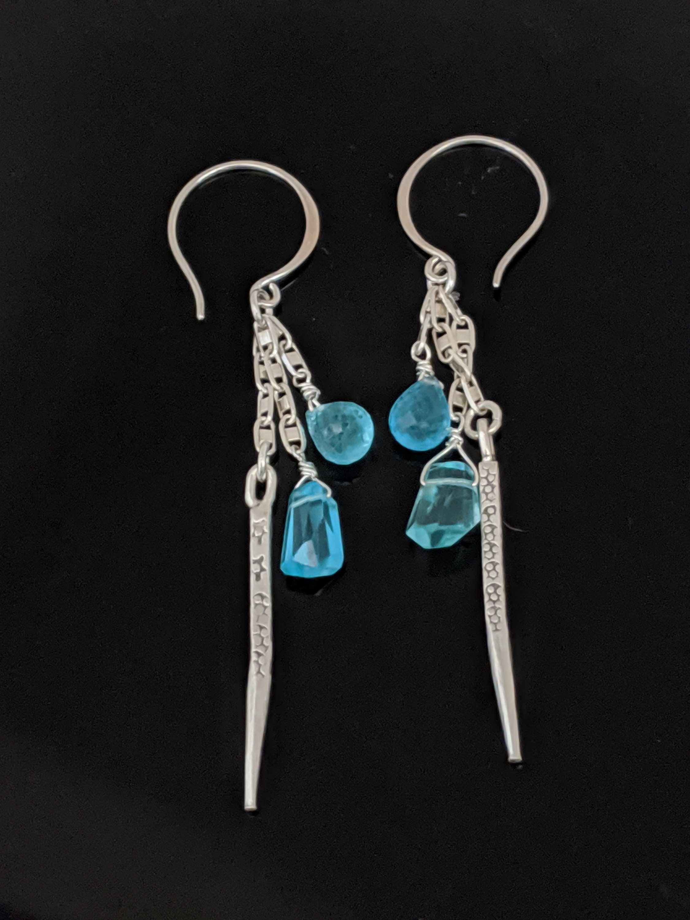 Sterling Silver And Neon Apatite Earrings