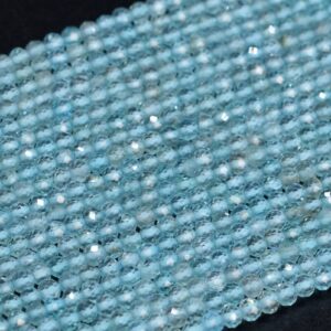2mm Aqua Blue Apatite Beads Grade Aaa Genuine Natural Gemstone Full Strand Faceted Round Loose Beads 15.5" Bulk Lot Options (107650-2498)