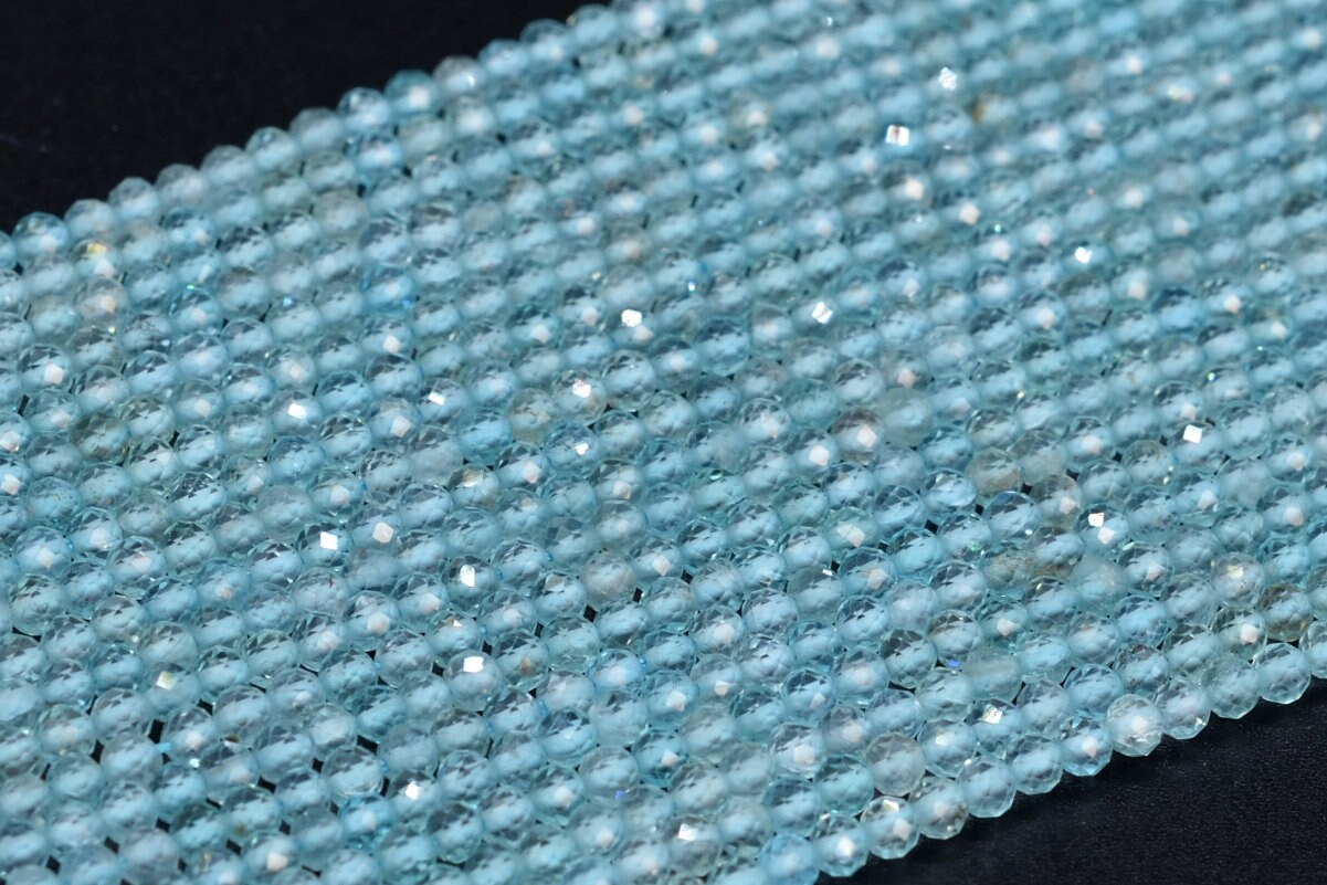 2mm Aqua Blue Apatite Beads Grade Aaa Genuine Natural Gemstone Full Strand Faceted Round Loose Beads 15.5" Bulk Lot Options (107650-2498)