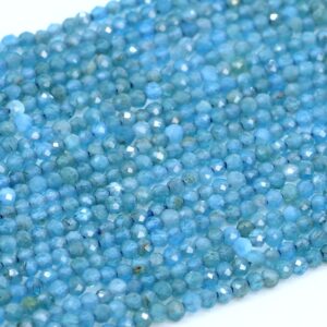 2mm Apatite Beads Grade Aaa Genuine Natural Gemstone Full Strand Faceted Round Loose Beads 16" Bulk Lot Options (107647-2496)