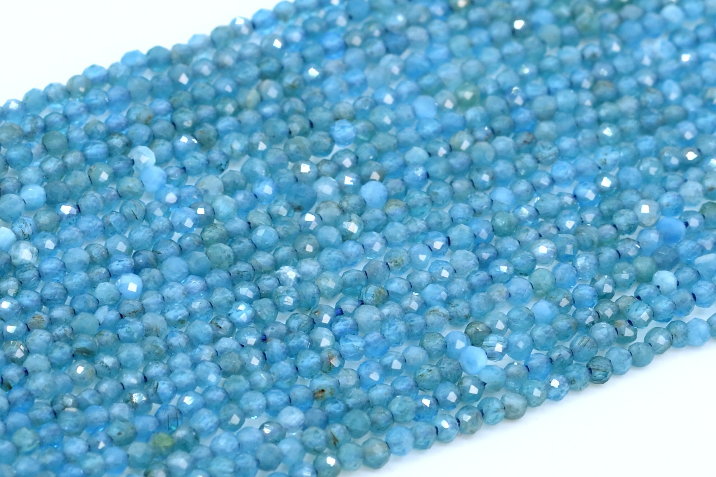 2mm Apatite Beads Grade Aaa Genuine Natural Gemstone Full Strand Faceted Round Loose Beads 16" Bulk Lot Options (107647-2496)