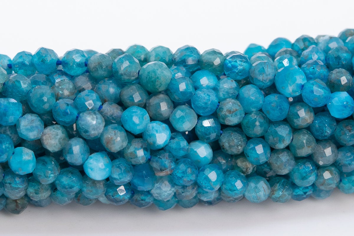 2mm Blue Apatite Beads Grade Aaa Genuine Natural Gemstone Full Strand Faceted Round Loose Beads 15" Bulk Lot Options (110695-3221)