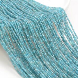 2mm Apatite Gemstone Light Blue Micro Faceted Round Grade Aa Beads 15.5inch Bulk Lot 1,6,12,24 And 48 (80010166-a195)