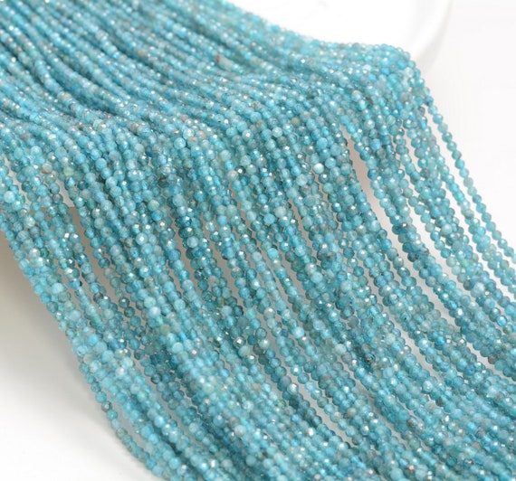 2mm Apatite Gemstone Light Blue Micro Faceted Round Grade Aa Beads 15.5inch Bulk Lot 1,6,12,24 And 48 (80010166-a195)