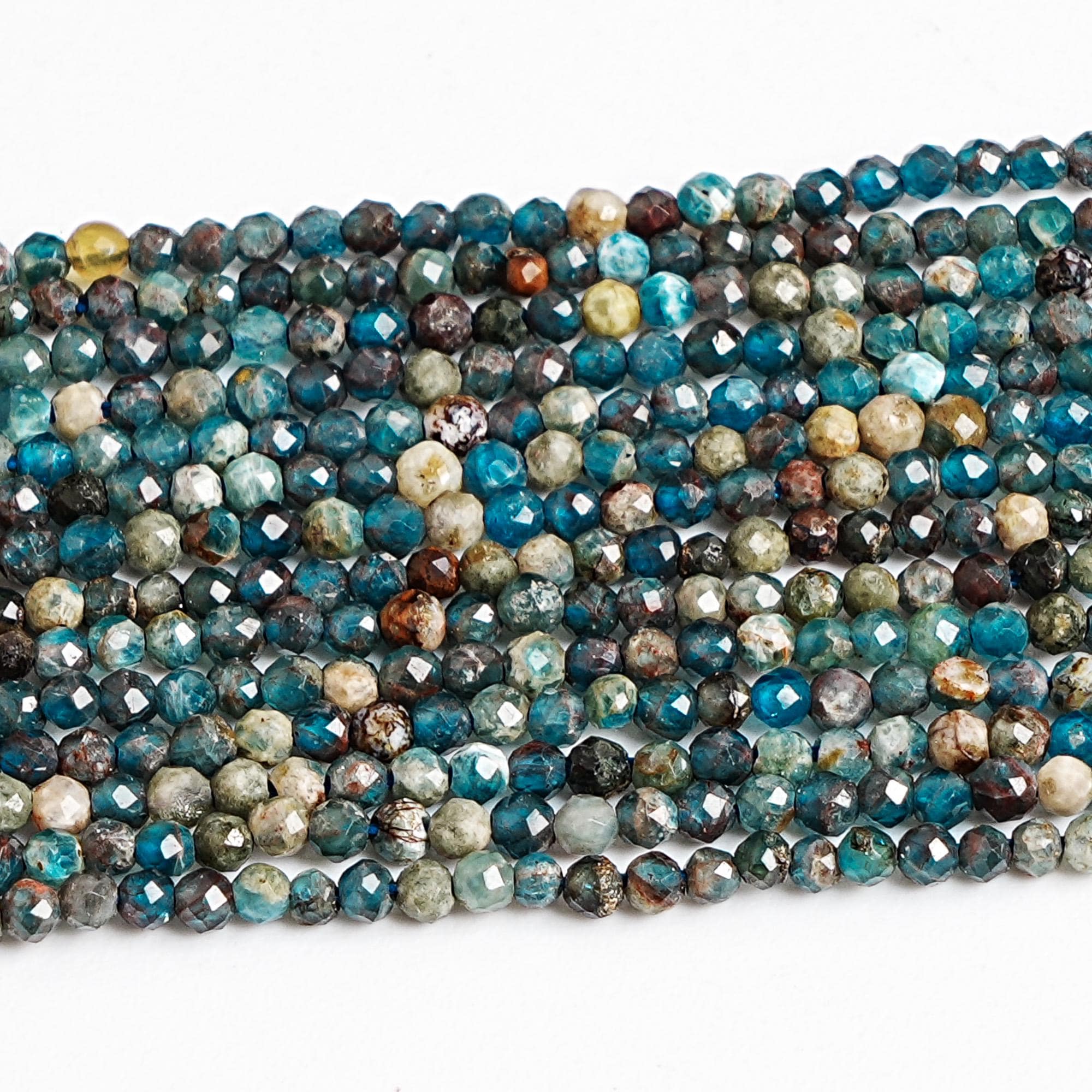 2mm Multicolor Apatite Beads Grade Aa Genuine Natural Gemstone 15" Faceted Round Loose Beads For Handcrafting Jewelry (127682-2562)