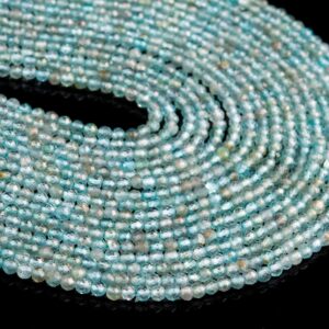 3mm Aqua Blue Apatite Beads Grade Aa Genuine Natural Gemstone Full Strand Faceted Round Loose Beads 15" Bulk Lot Options (107651-2498)