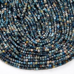 3mm Natural Apatite Gemstone Grade A Micro Faceted Diamond Cut Cube Loose Beads Bulk Lot 1,2,6,12 And 50 (p43)