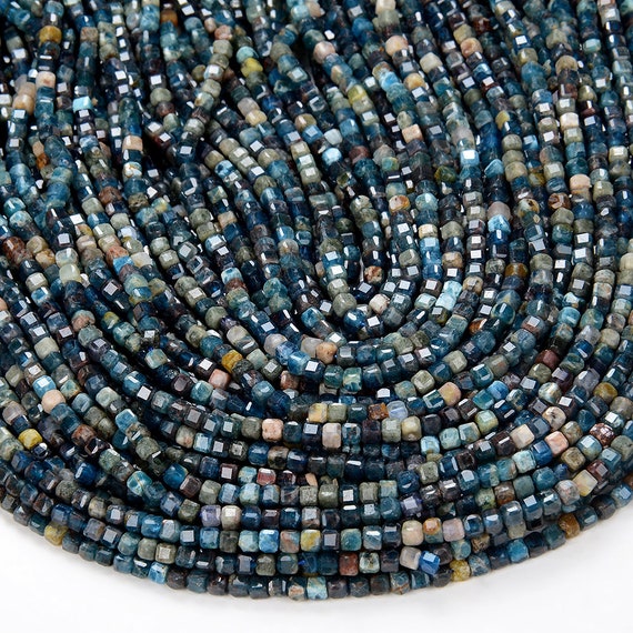 3mm Natural Apatite Gemstone Grade A Micro Faceted Diamond Cut Cube Loose Beads Bulk Lot 1,2,6,12 And 50 (p43)