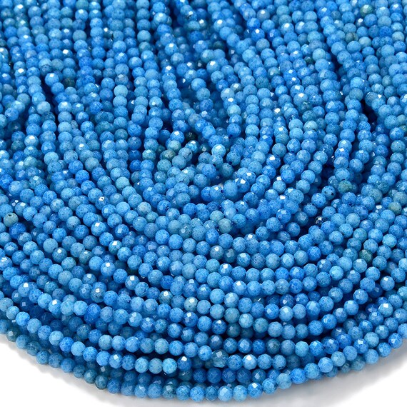 3mm Sea Apatite Gemstone Micro Faceted Round Beads 15 Inch Full Strand Bulk Lot 1,2,6,12 And 50 (80016221-p50)