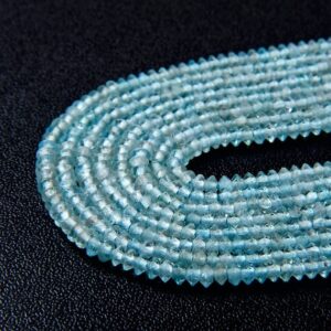 3x2mm Aqua Apatite Gemstone Grade Aaa Bicone Faceted Rondelle Saucer Loose Beads Bulk Lot 1,2,6,12 And 50 (p1)