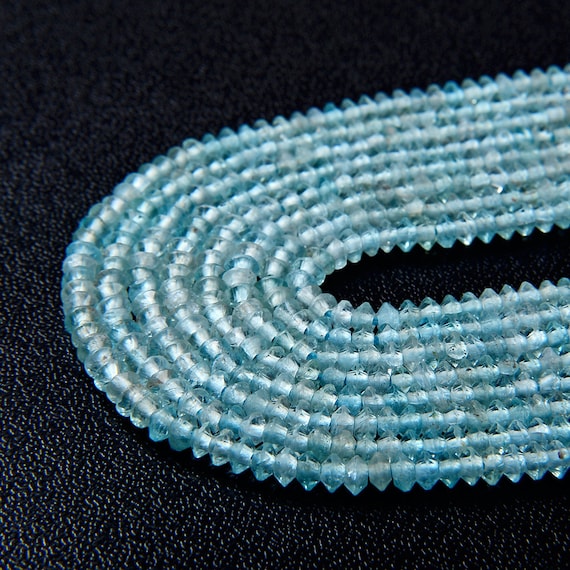 3x2mm Aqua Apatite Gemstone Grade Aaa Bicone Faceted Rondelle Saucer Loose Beads Bulk Lot 1,2,6,12 And 50 (p1)