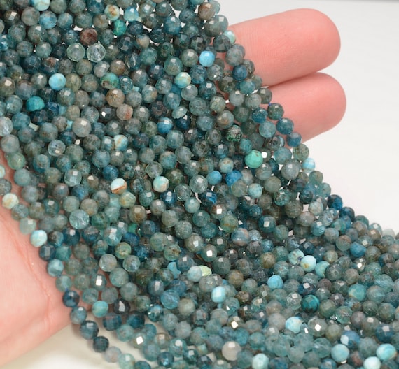 4mm Apatite Gemstone Micro Faceted Round Grade A Beads 15.5inch Bulk Lot 1,6,12,24 And 48 (80010074-a198)