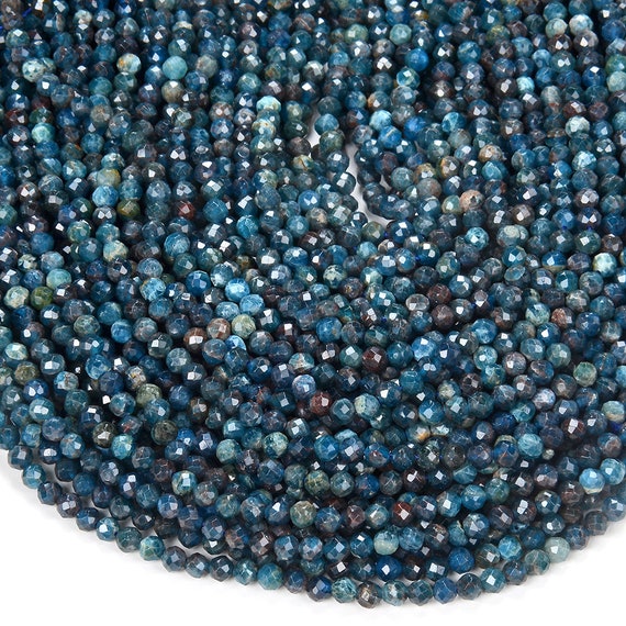 4mm Natural Deep Blue Apatite Gemstone Grade A Micro Faceted Round Beads 15 Inch Full Strand Bulk Lot 1,2,6,12 And 50 (80009432-p32)