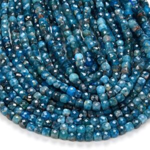 4mm Natural Apatite Gemstone Grade Aa Micro Faceted Cube Loose Beads Bulk Lot 1,2,6,12 And 50 (p44)