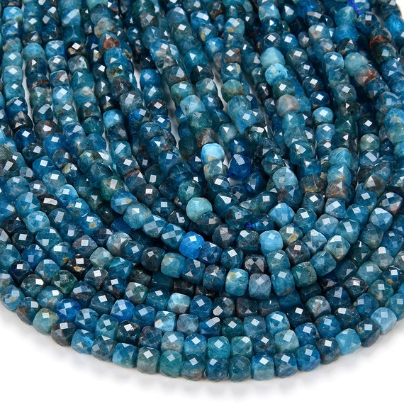 4mm Natural Apatite Gemstone Grade Aa Micro Faceted Cube Loose Beads Bulk Lot 1,2,6,12 And 50 (p44)