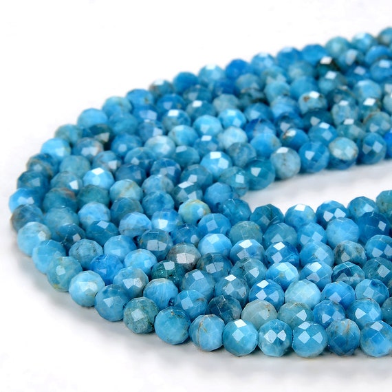 4mm Ocean Blue Natural Apatite Gemstone Grade Aaa Micro Faceted Round Beads 15.5 Inch Full Strand Bulk Lot 1,2,6,12 And 50 (80009014-p13)