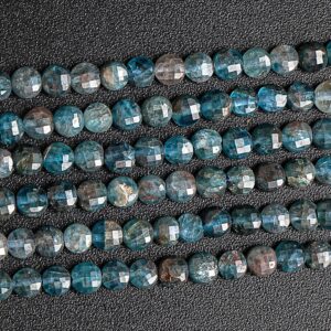 4x2mm Blue Apatite Beads Faceted Flat Round Button Genuine Natural Gemstone Loose Beads 15.5" 7.5" Bulk Lot Options (117544)