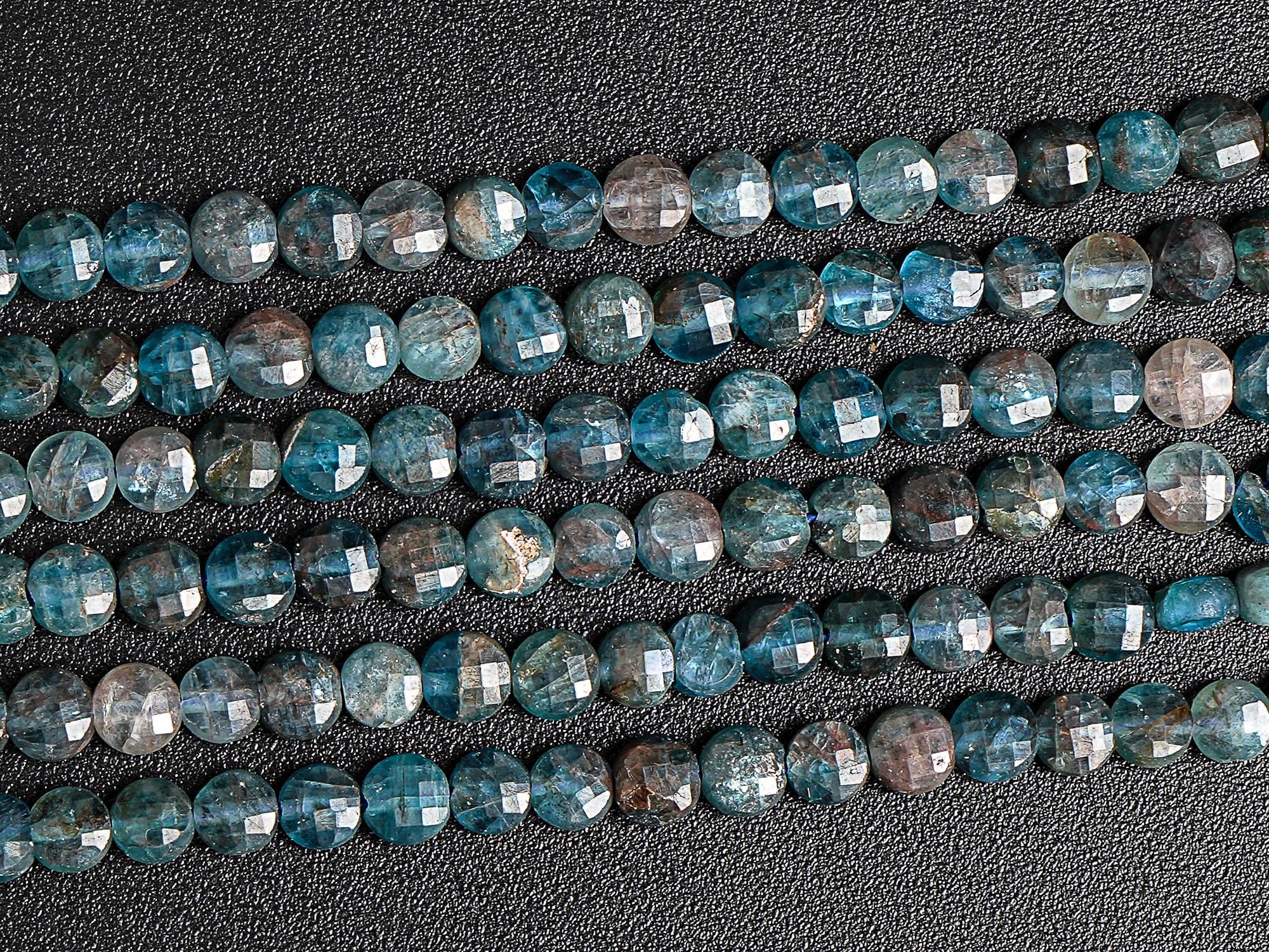 4x2mm Blue Apatite Beads Faceted Flat Round Button Genuine Natural Gemstone Loose Beads 15.5" 7.5" Bulk Lot Options (117544)