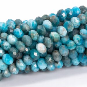 4x3mm Blue Green Apatite Beads Grade Aa Genuine Natural Gemstone Faceted Rondelle Loose Beads 15" Bulk Lot Options (112192)