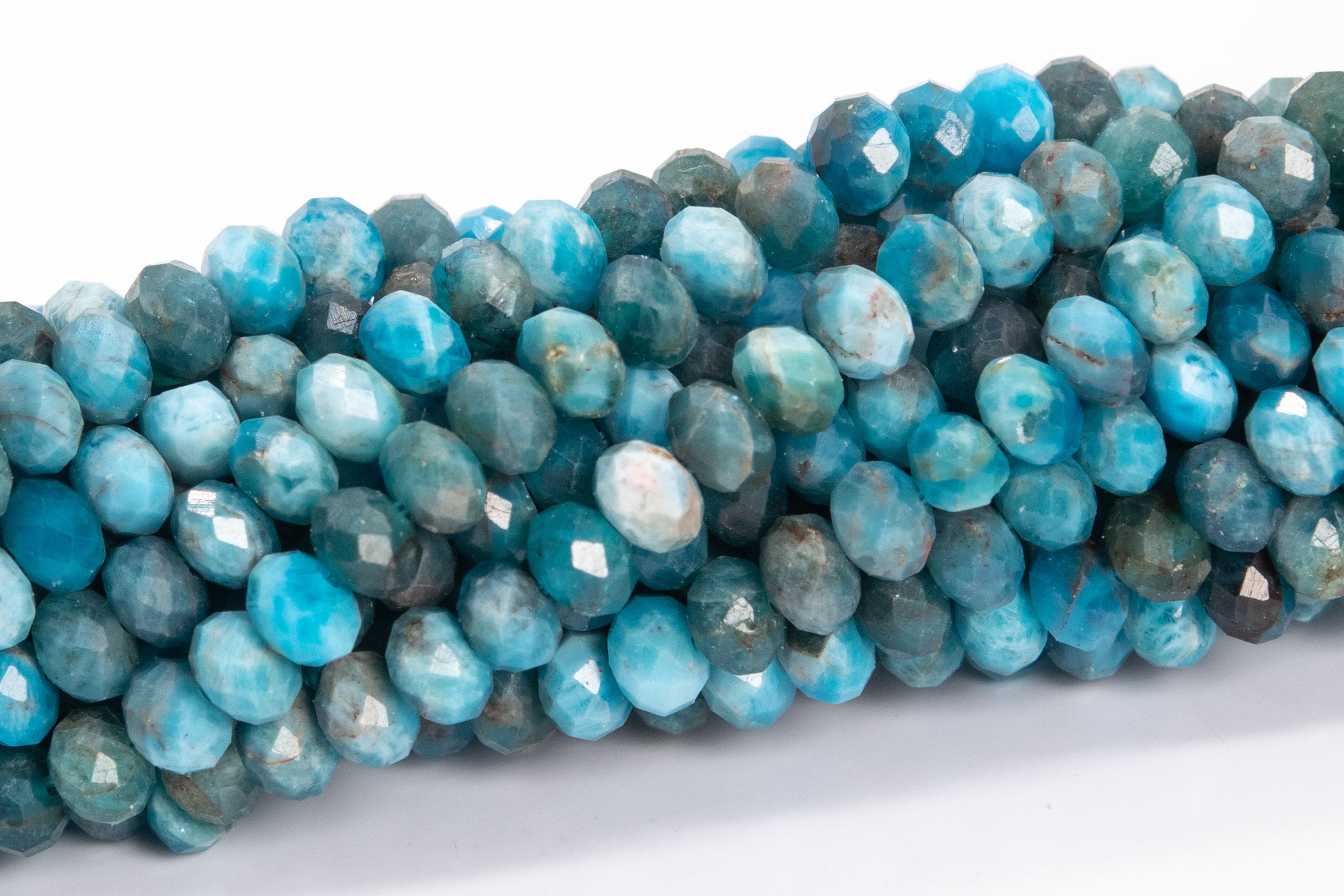 4x3mm Blue Green Apatite Beads Grade Aa Genuine Natural Gemstone Faceted Rondelle Loose Beads 15" Bulk Lot Options (112192)
