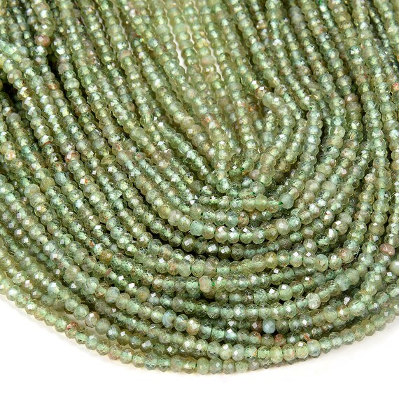 4x3mm Natural Green Apatite Gemstone Grade Aa Micro Faceted Rondelle Loose Beads Bulk Lot 1,2,6,12 And 50 (p35)