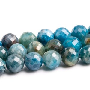 6mm Blue Apatite Beads Grade A Genuine Natural Gemstone Faceted Round Loose Beads 15" / 7.5" Bulk Lot Options (118937)