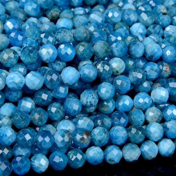 6mm Ocean Blue Natural Apatite Gemstone Grade Aaa Micro Faceted Round Beads 15 Inch Full Strand Bulk Lot 1,2,6,12 And 50 (80009015-p13)