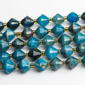 8mm Blue Apatite Beads Grade Aa Genuine Natural Gemstone Bicone Faceted Loose Beads 15"/7.5" Bulk Lot Options (126717)