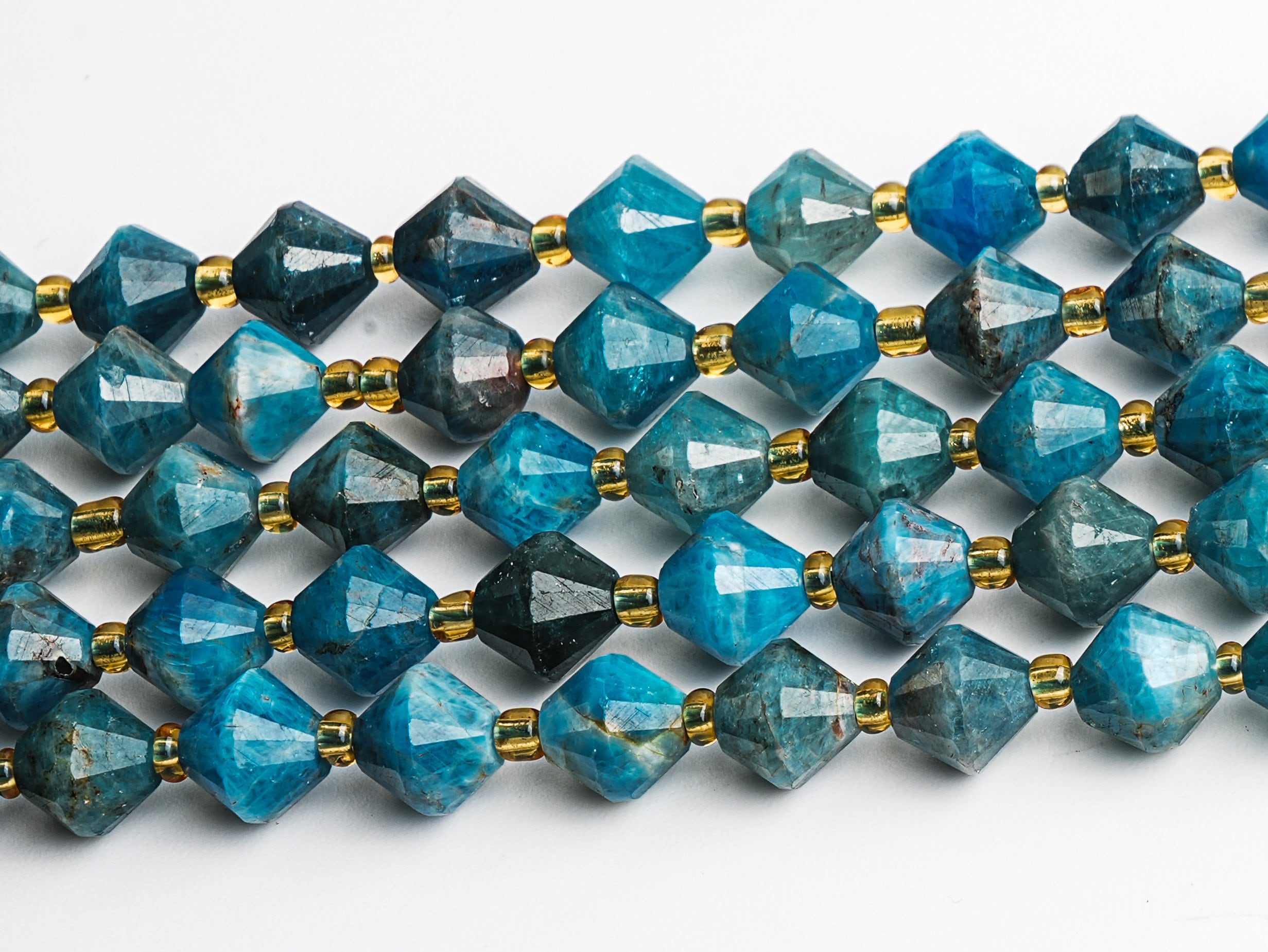 8mm Blue Apatite Beads Grade Aa Genuine Natural Gemstone Bicone Faceted Loose Beads 15"/7.5" Bulk Lot Options (126717)