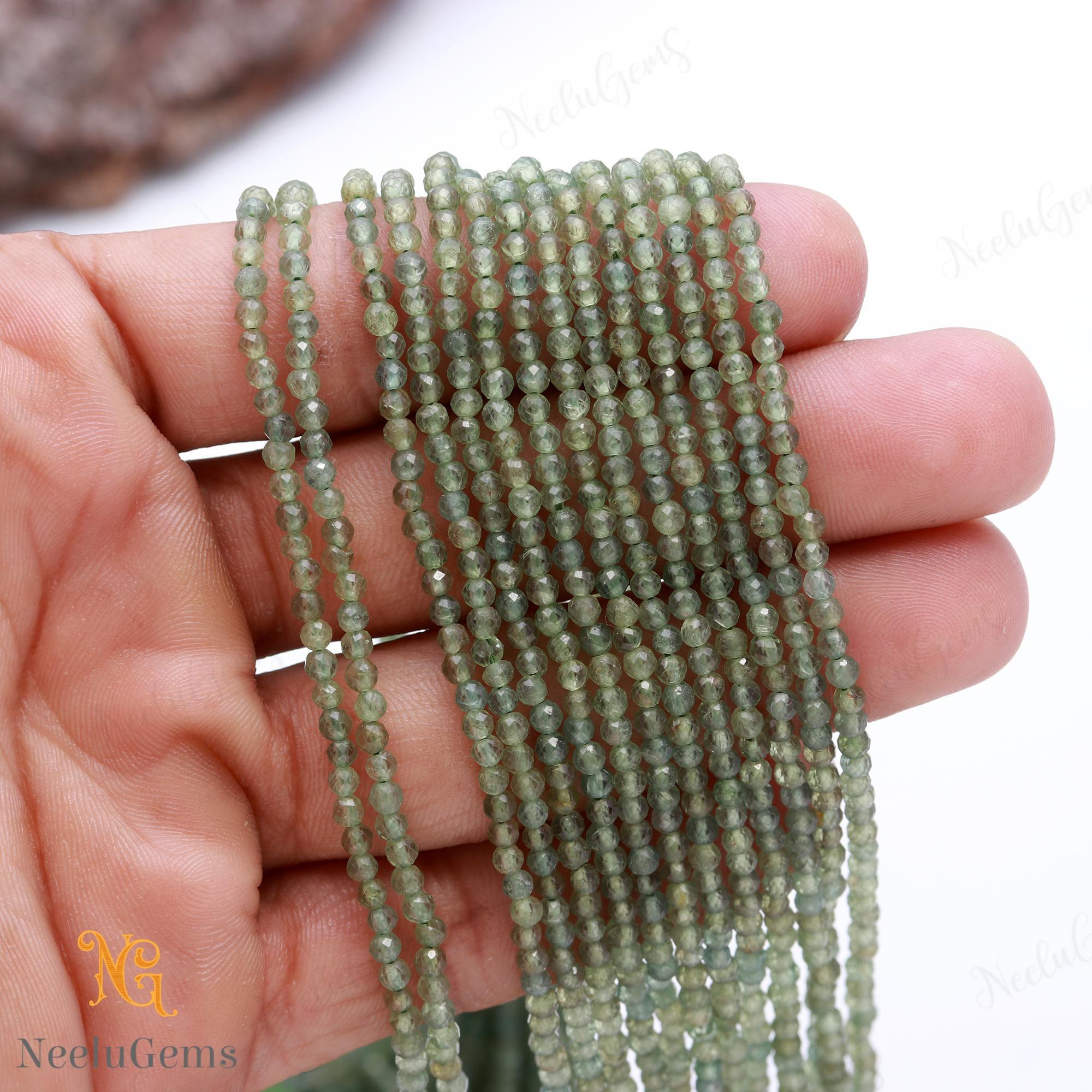 Aaa+ Natural Apatite Microcut Faceted Beads, 2.7-2.8 Mm Green Apatite Tiny Rondelle Beads, 13"gemstone Beads For Handmade Jewelry