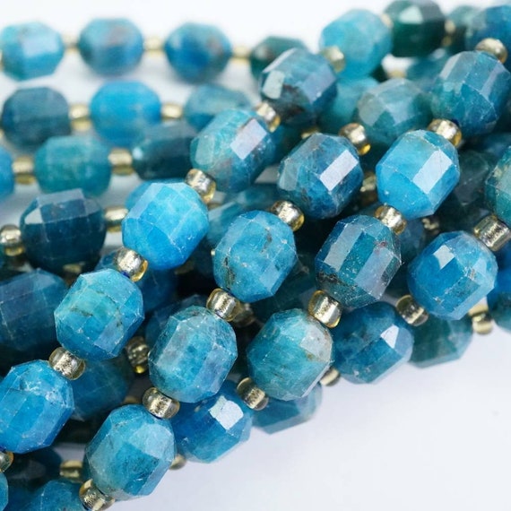 Blue Apatite Beads (barrel)(faceted)(8x7mm)(16"strand)