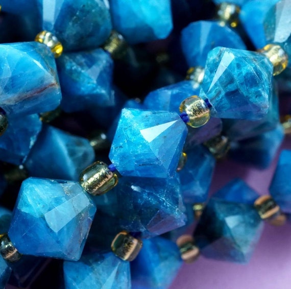 Blue Apatite Beads (bicone)(faceted)(8mm)(16"strand)