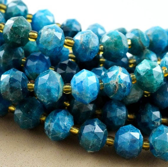 Blue Apatite Beads (rondelle)(triangle-faceted)(10x8mm)(15.5"strand)