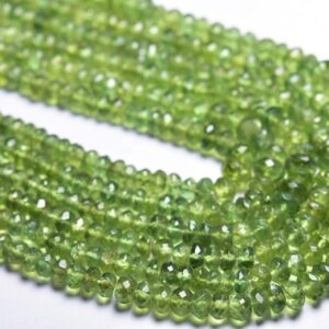 Green Apatite Rondelle Beads - 16 Inches -most Beautiful Natural Microcut Faceted Green Apatite Rondelles - Size Is 4-6 Mm #1829