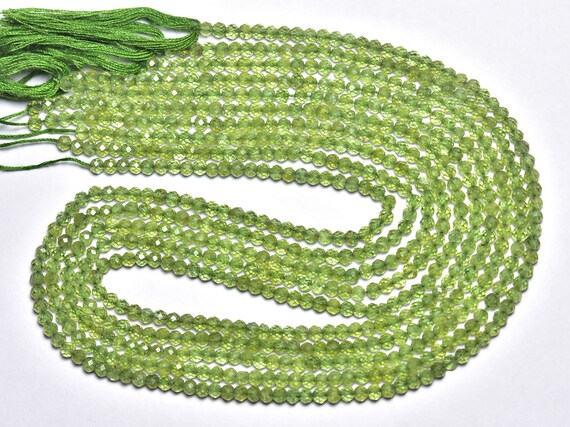 Green Apatite Rondelle Beads - 13 Inches - Natural Beautiful Micro Cut Faceted Green Apatite Rondelle - Size Is 3 Mm #545